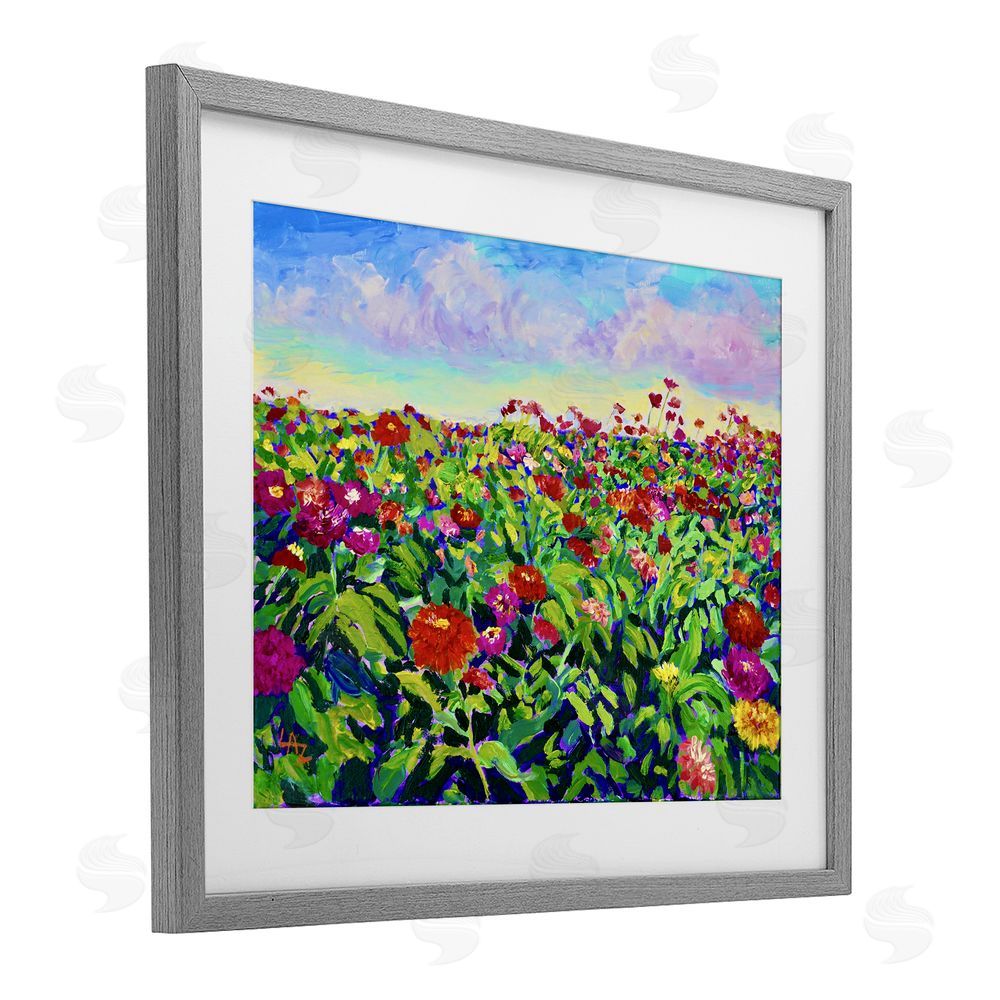 Lee Ann Zirbes Hot Summer Blooms Gray Framed Print Under Glass with White Mat Wall Art