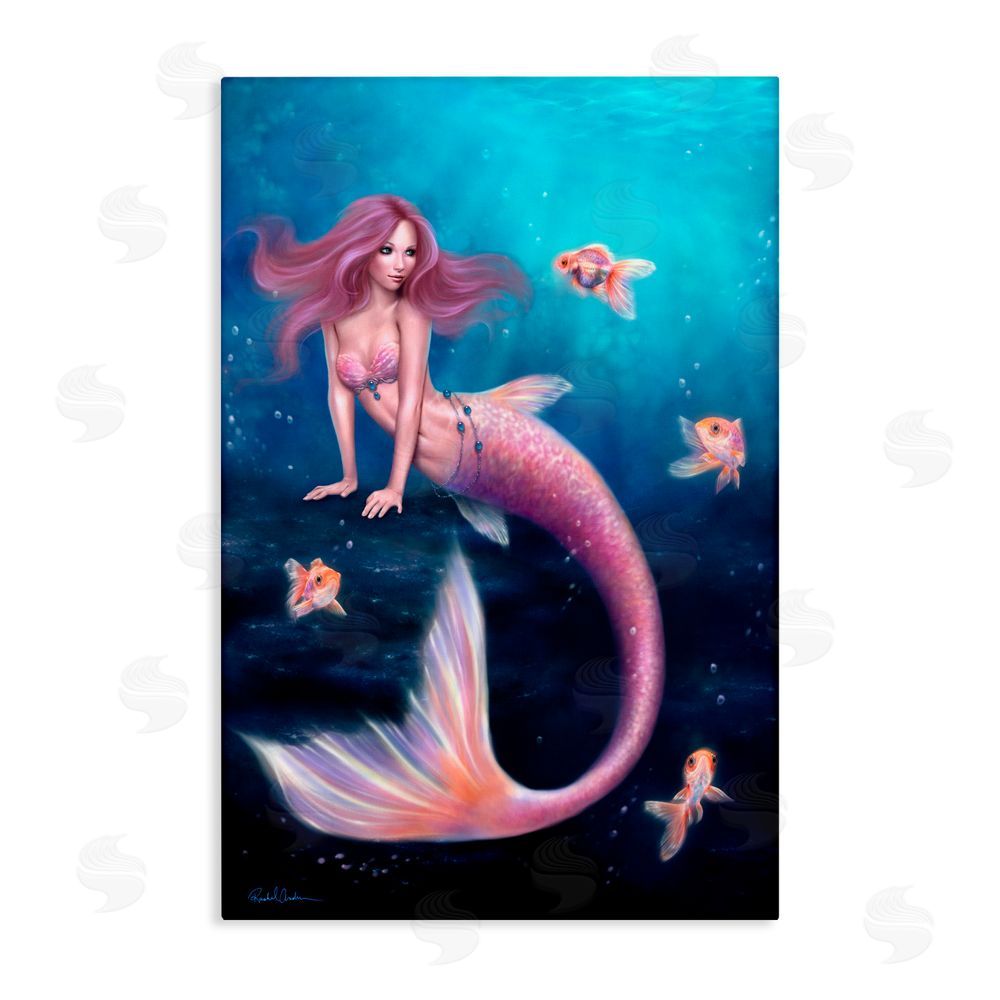 Rachel Anderson Aurelia Mermaid & Fish Stretched Canvas Wall Art Print