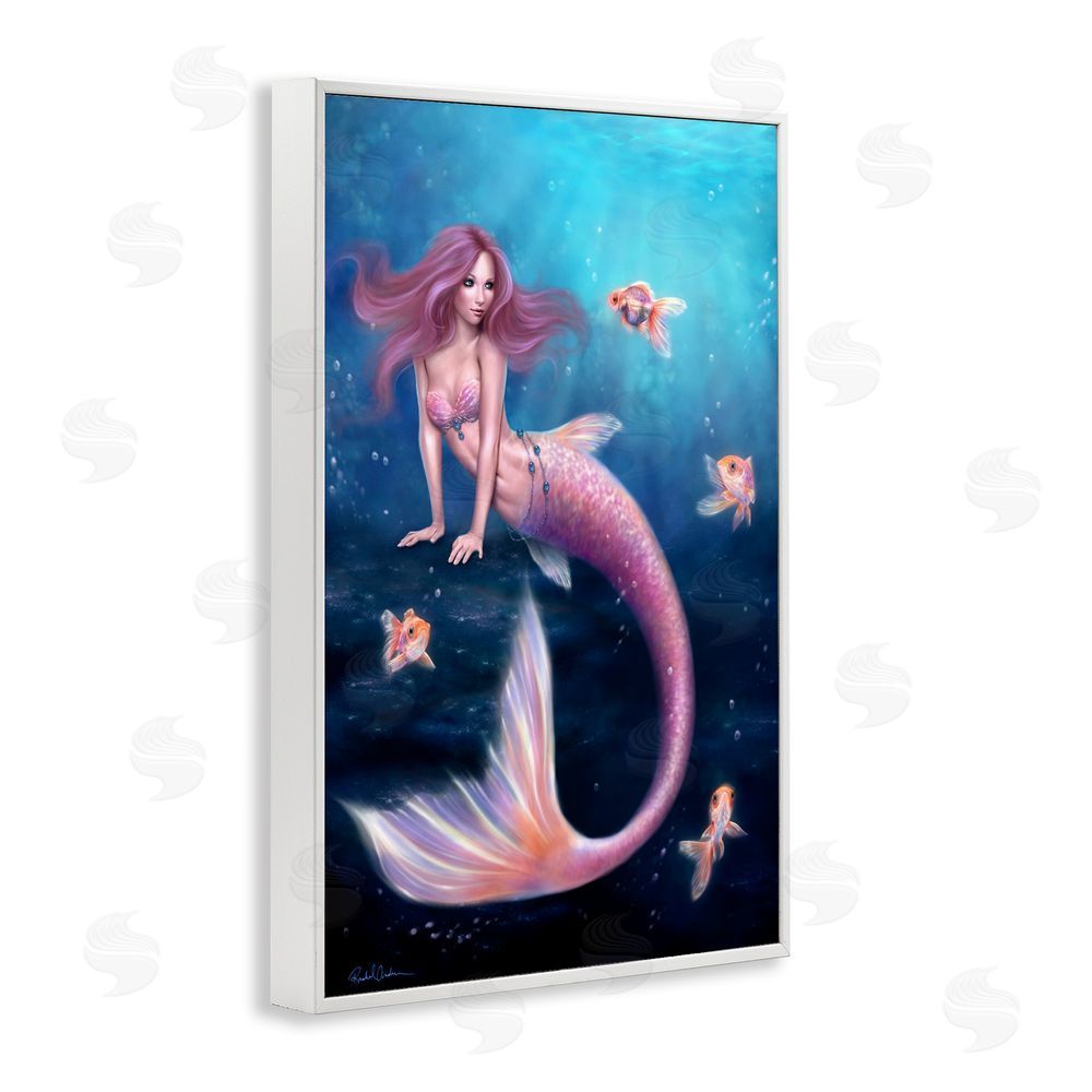 Rachel Anderson Aurelia Mermaid & Fish White Framed Giclee Print Wall Art