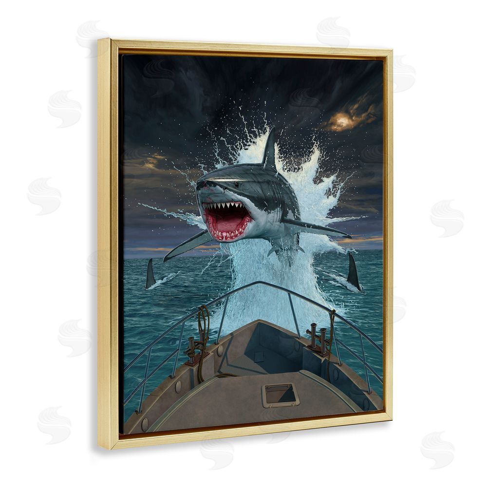 Vincent Hie Fish Out Of Water Gold Floating Frame Canvas Wall Art Print