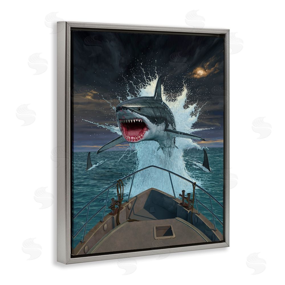 Vincent Hie Fish Out Of Water Gray Floating Frame Canvas Wall Art Print