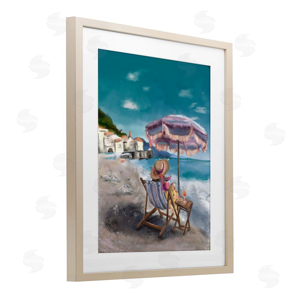 Denise Bartkus Beachside Italian Hangout Brown Framed Print Under Glass Wall Art