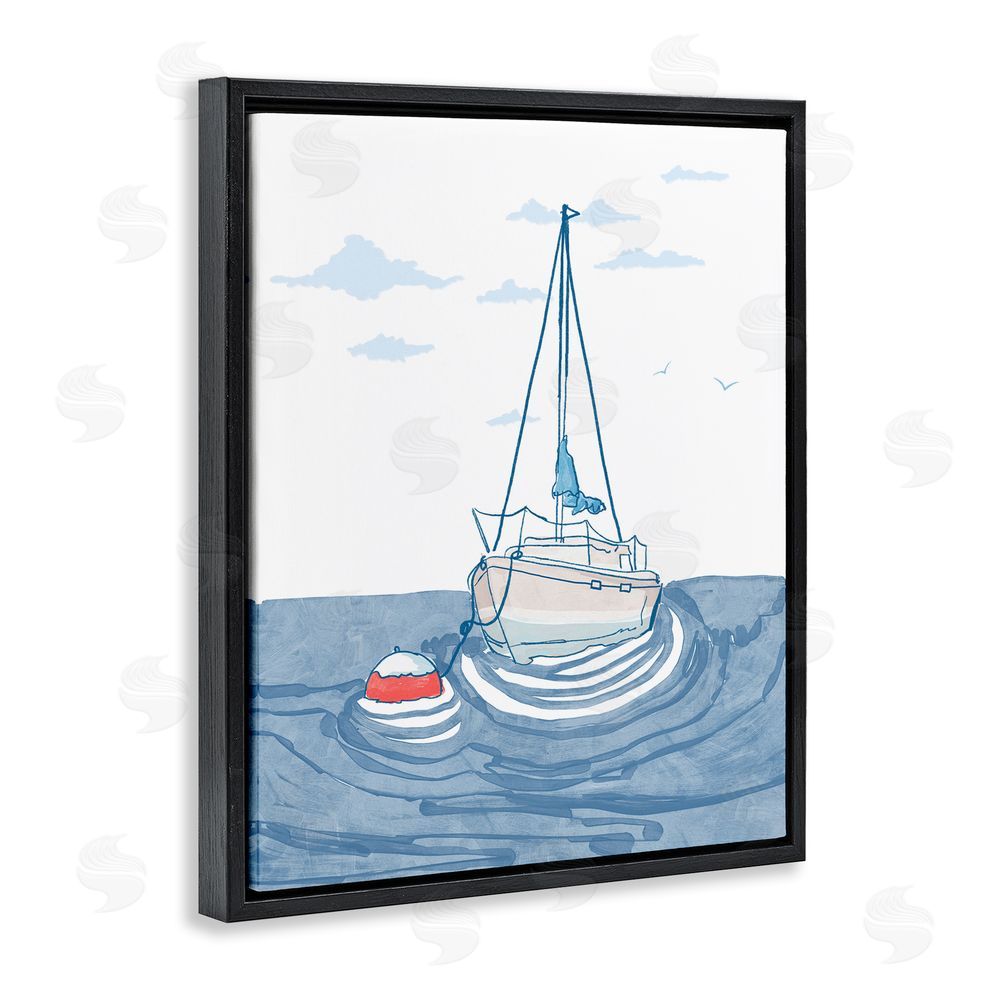 Melissa Tilley Cool Tone Sailboat Floating Black Floating Frame Canvas Wall Art Print