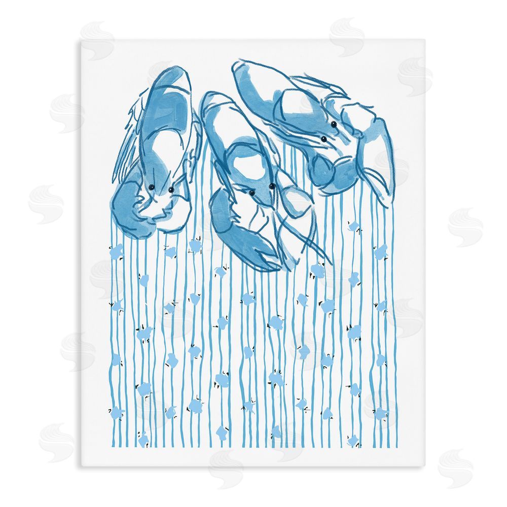 Melissa Tilley Lobster Trio with Strings Stretched Canvas Wall Art Print
