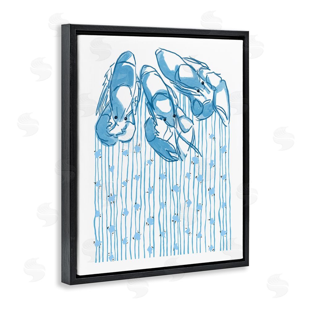 Melissa Tilley Lobster Trio with Strings Black Floating Frame Canvas Wall Art Print