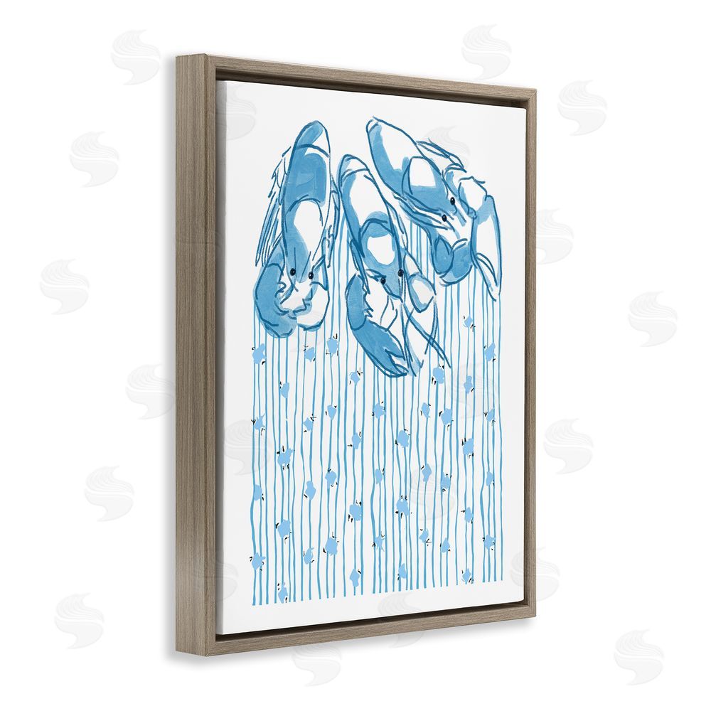 Melissa Tilley Lobster Trio with Strings Brown Floating Frame Canvas Wall Art Print