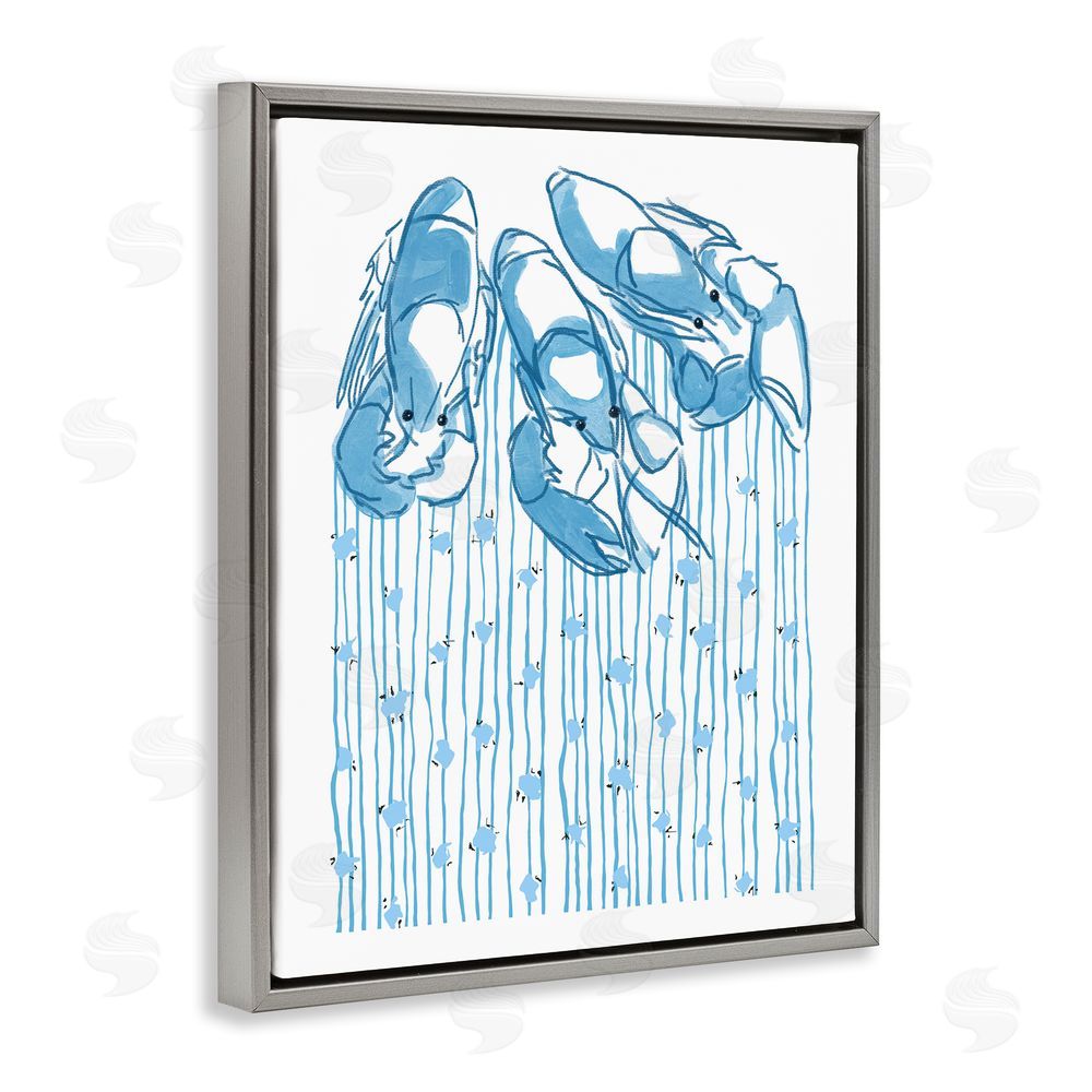 Melissa Tilley Lobster Trio with Strings Gray Floating Frame Canvas Wall Art Print
