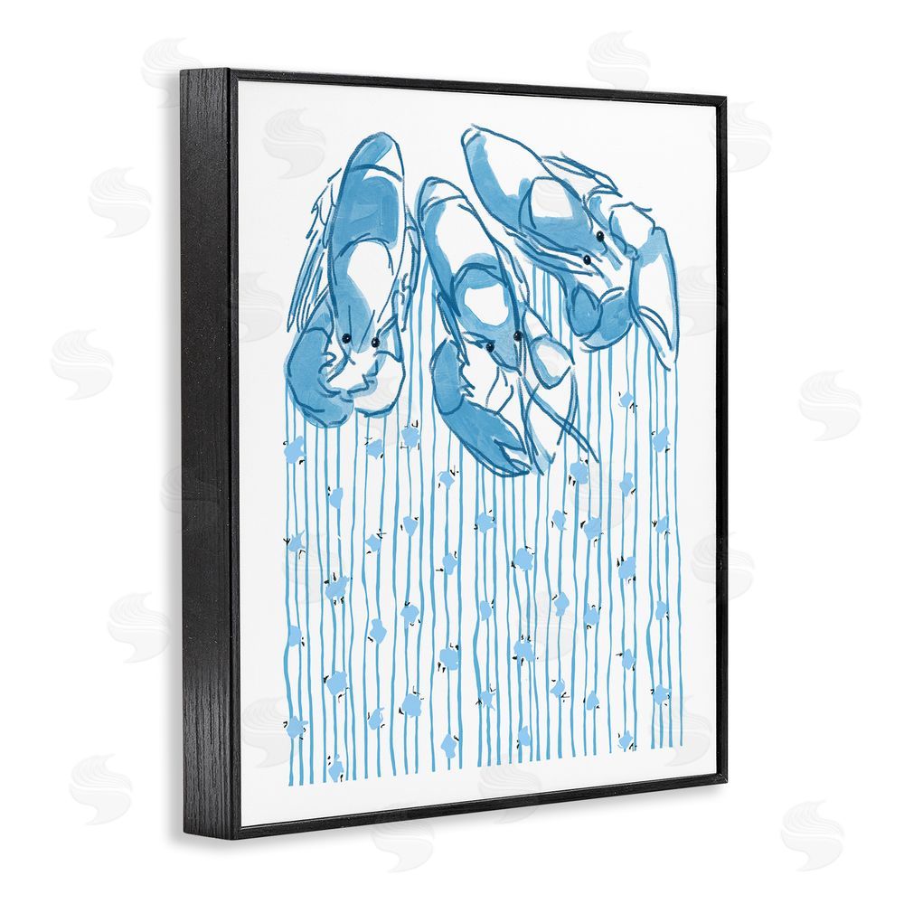 Melissa Tilley Lobster Trio with Strings Black Framed Giclee Wall Art Print