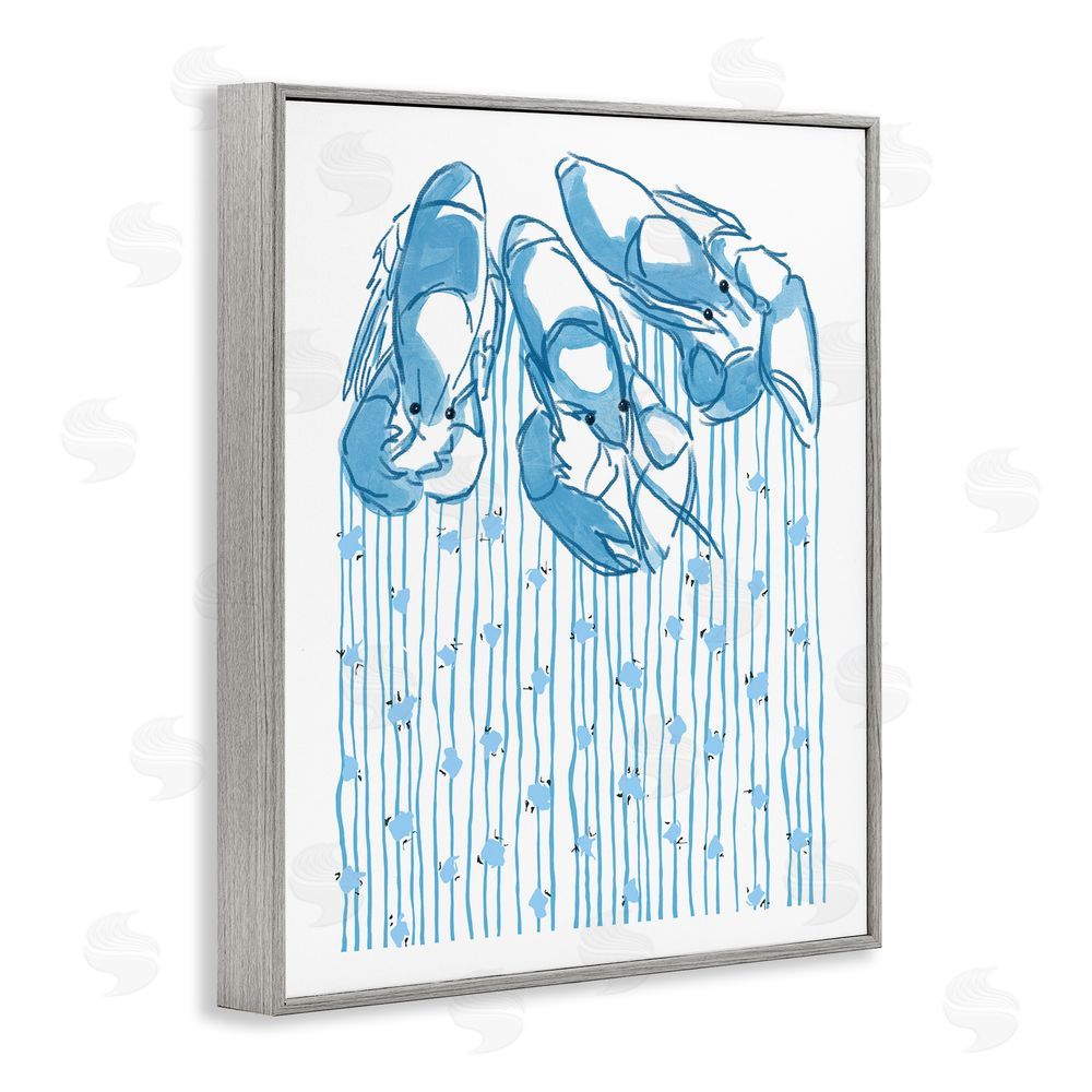 Melissa Tilley Lobster Trio with Strings Gray Framed Giclee Wall Art Print