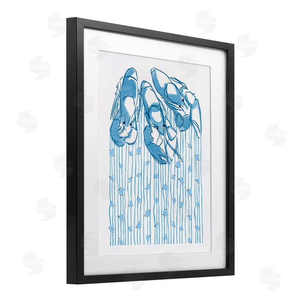 Melissa Tilley Lobster Trio with Strings Black Framed Print Under Glass Wall Art
