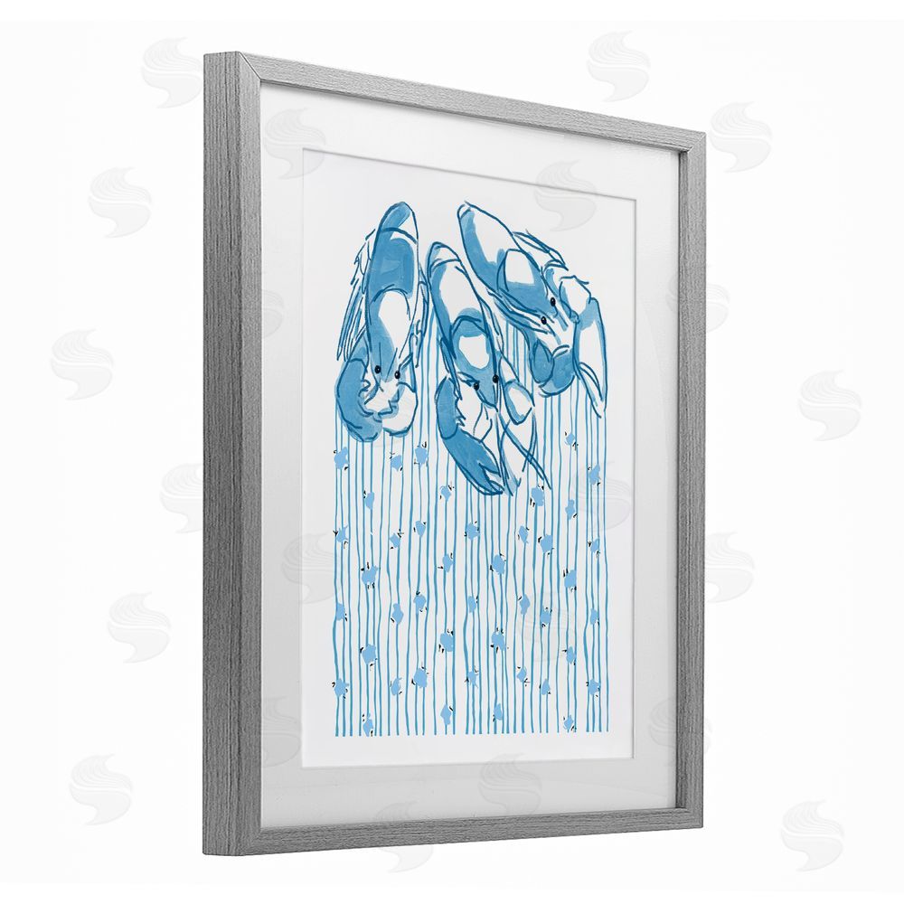 Melissa Tilley Lobster Trio with Strings Gray Framed Print Under Glass Wall Art