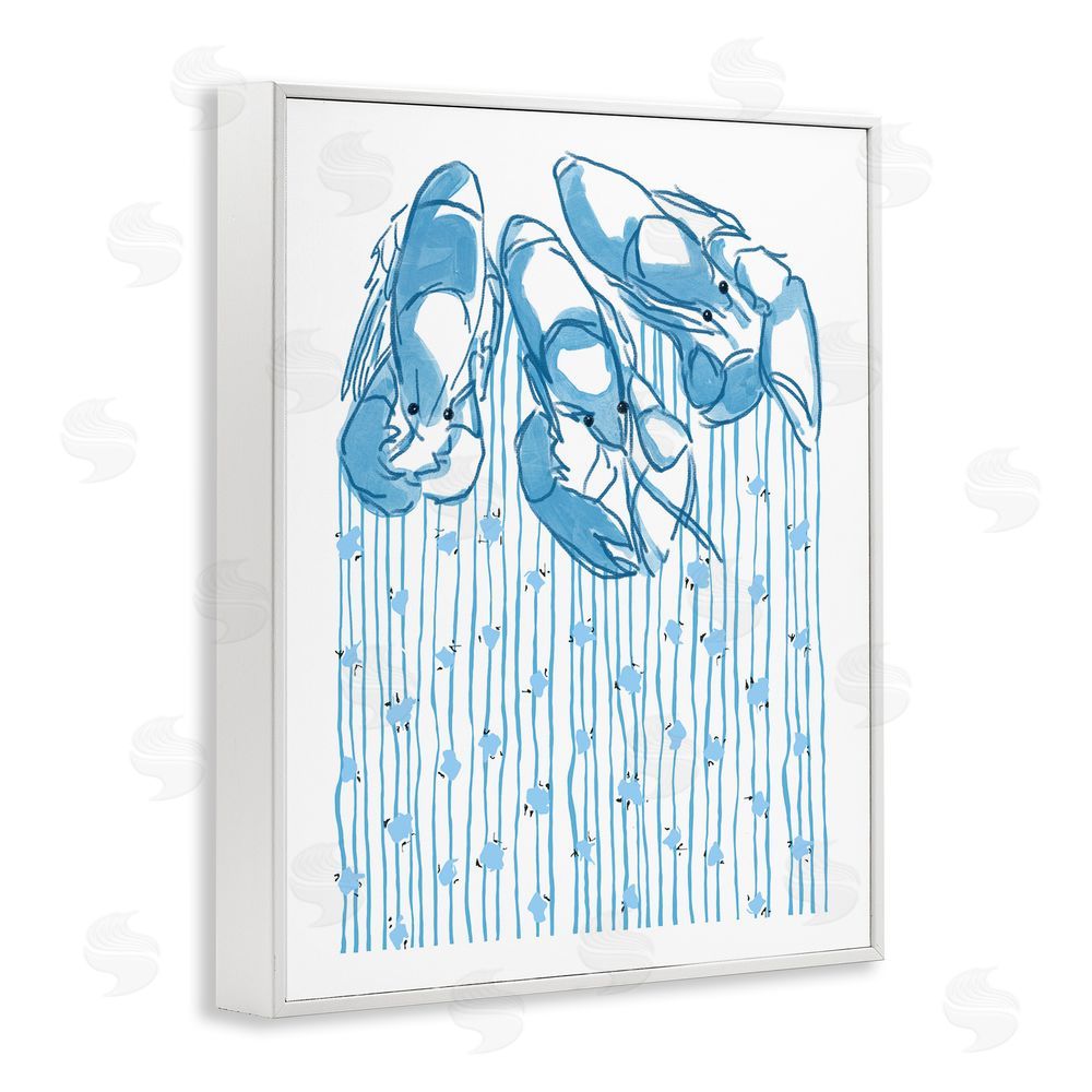 Melissa Tilley Lobster Trio with Strings White Framed Giclee Wall Art Print