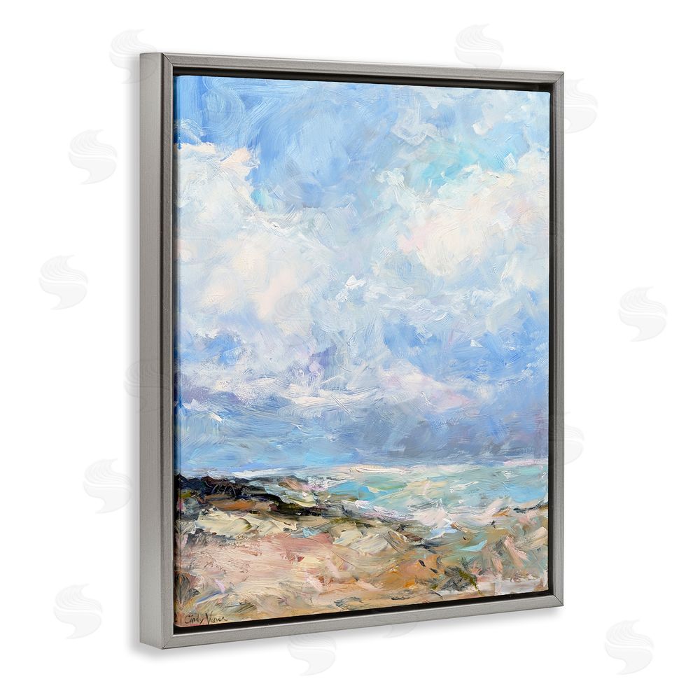 Cindy Vener Coastal Landscape Impression Gray Floating Frame Canvas Wall Art Print