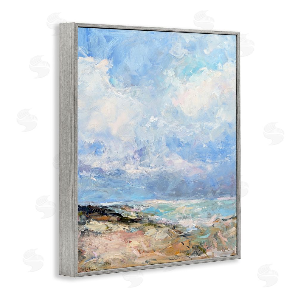 Cindy Vener Coastal Landscape Impression Gray Framed Giclee Wall Art Print