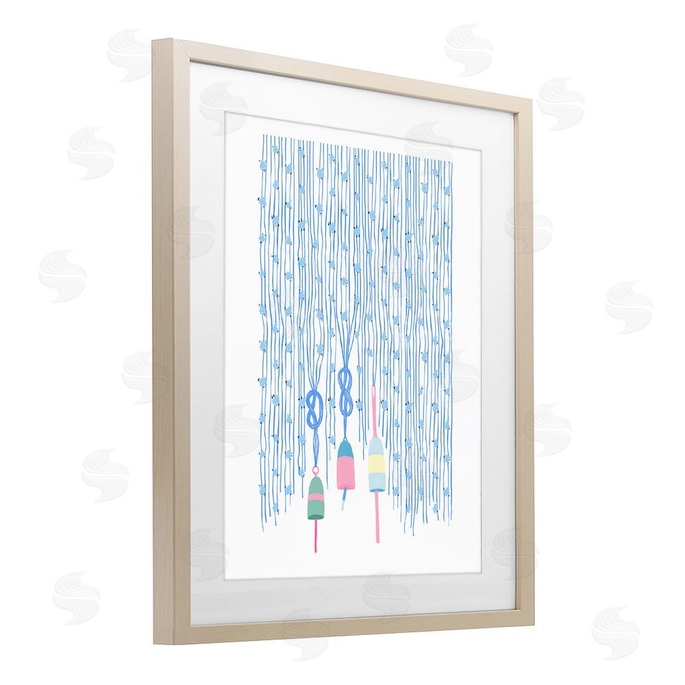 Melissa Tilley Hanging Buoys on Ropes Brown Framed Print Under Glass Wall Art