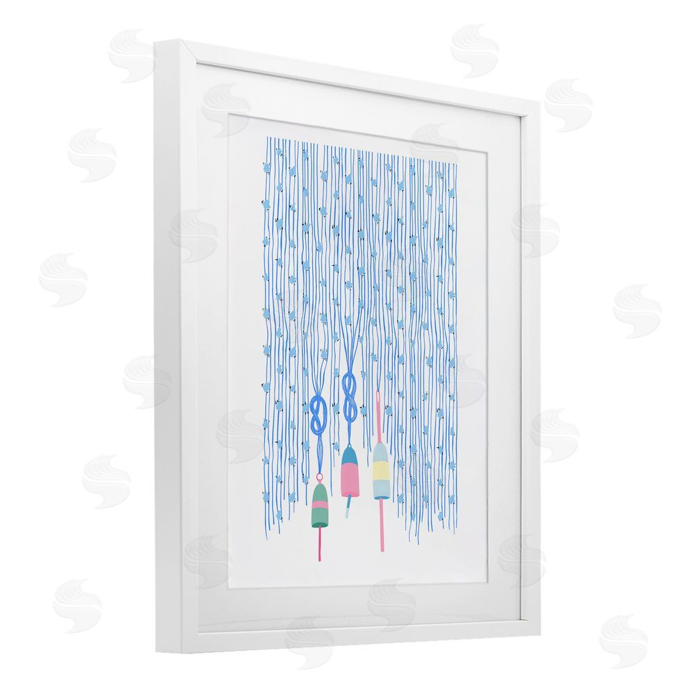 Melissa Tilley Hanging Buoys on Ropes White Framed Print Under Glass Wall Art