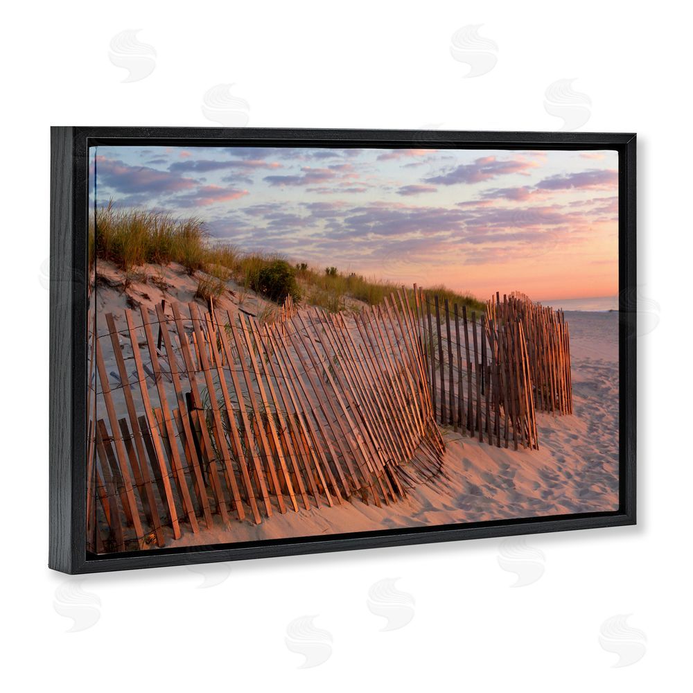 MJ Photography Brick Beach Peachy Sunrise Black Floating Frame Canvas Wall Art Print