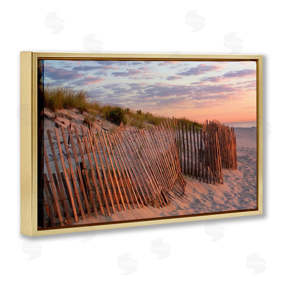MJ Photography Brick Beach Peachy Sunrise Gold Floating Frame Canvas Wall Art Print
