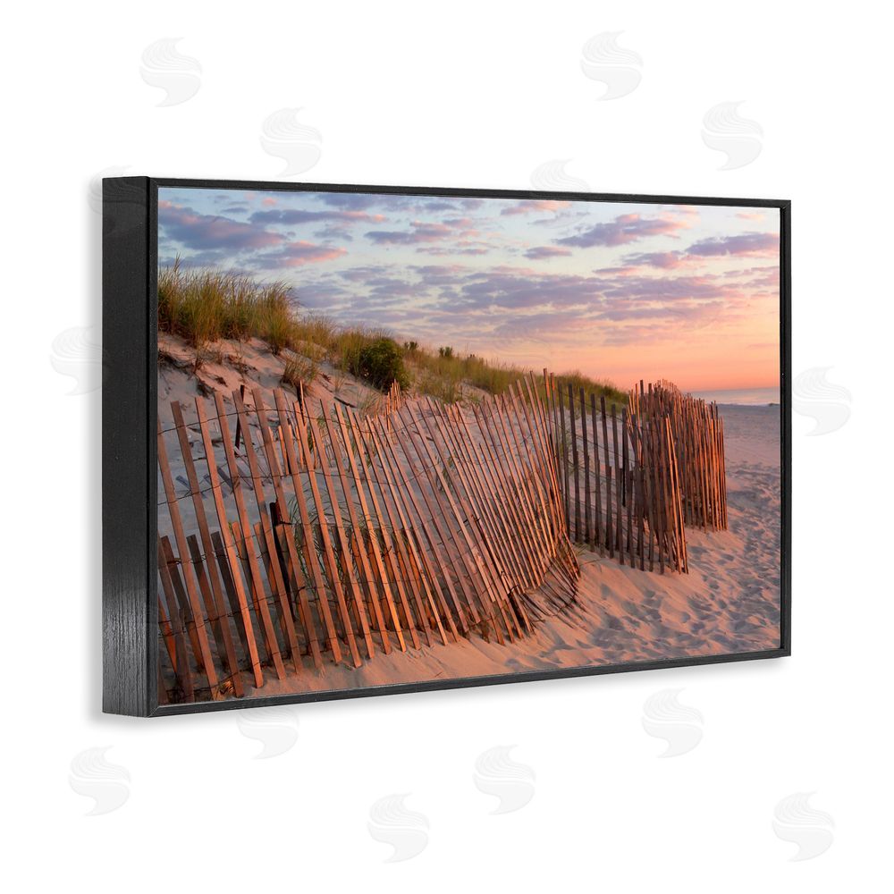 MJ Photography Brick Beach Peachy Sunrise Black Framed Giclee Wall Art Print
