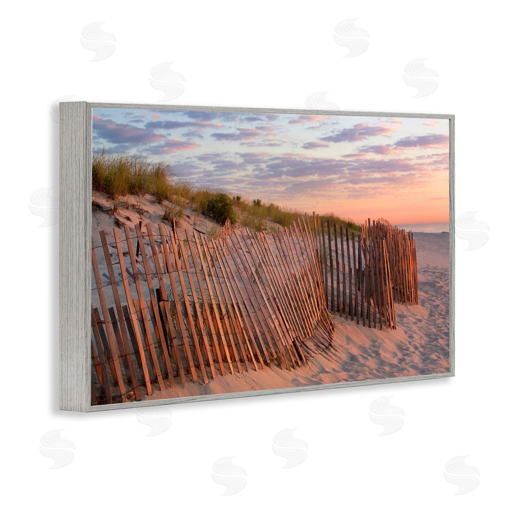 MJ Photography Brick Beach Peachy Sunrise Gray Framed Giclee Wall Art Print