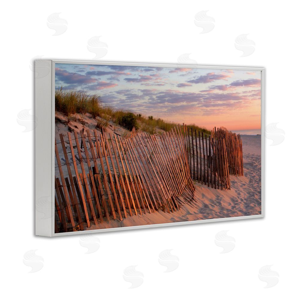 MJ Photography Brick Beach Peachy Sunrise White Framed Giclee Wall Art Print
