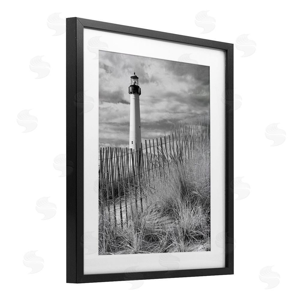 MJ Photography Cape May Lighthouse Amid Dunes Black Framed Print Under Glass Wall Art