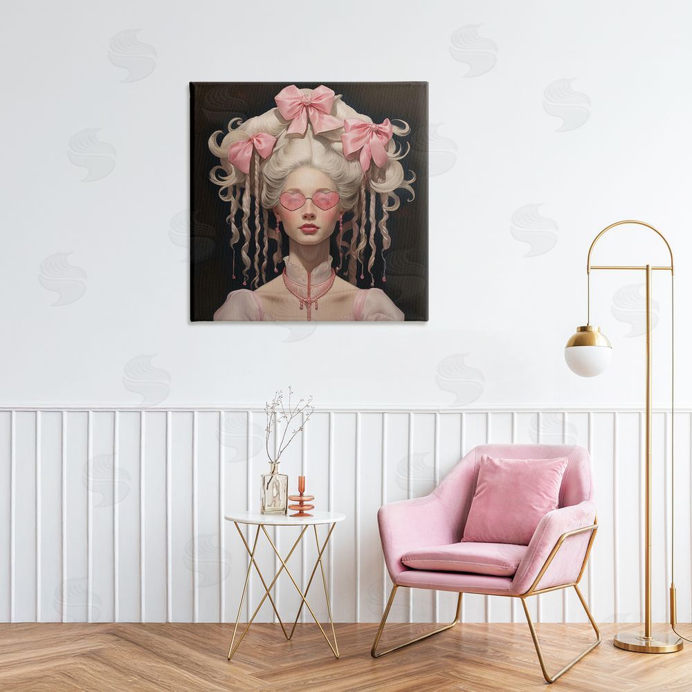 Grotto Studios Rococo Woman Opulent Ribbons Stretched Canvas Wall Art in Room