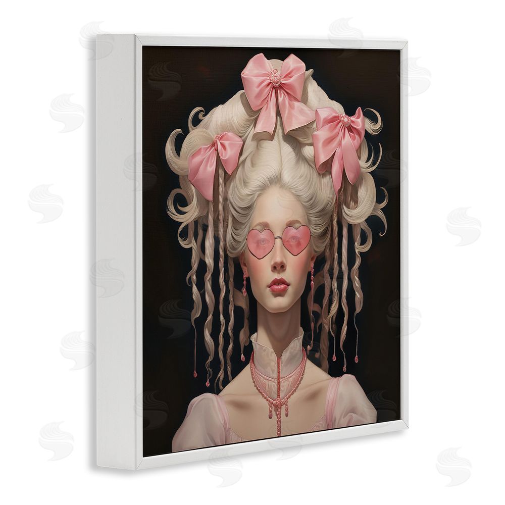 Grotto Studios Rococo Woman Opulent Ribbons White Framed Giclee Wall Art Print