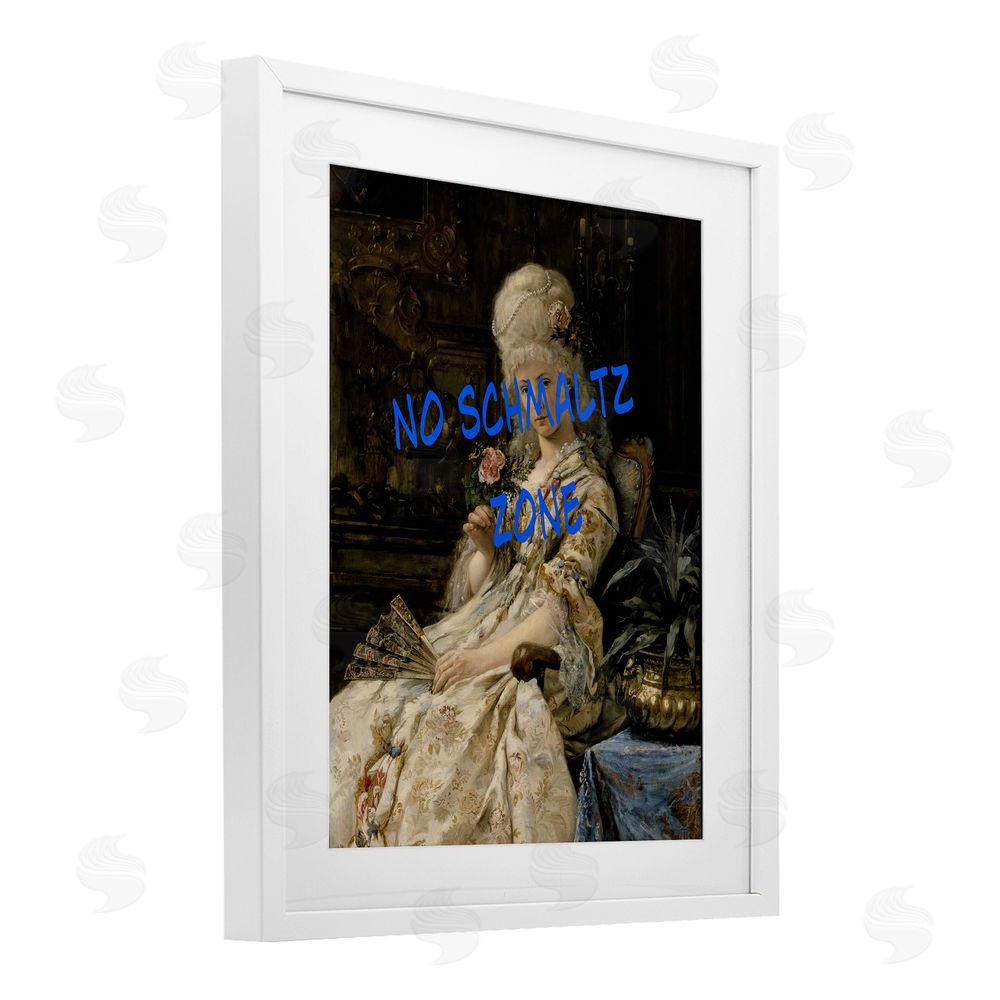Grotto Studios Iconic No Schmaltz Zone White Framed Print Under Glass Wall Art