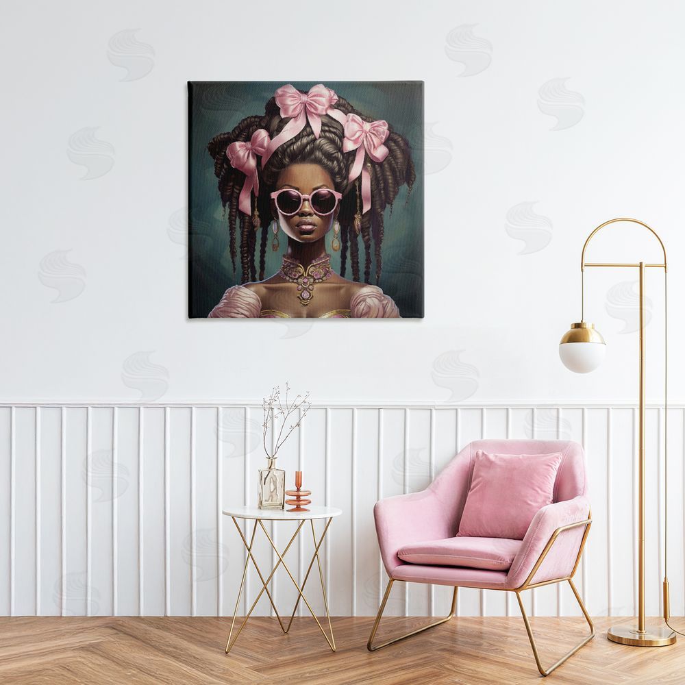 Grotto Studios Rococo Woman With Bows Stretched Canvas Wall Art in Room