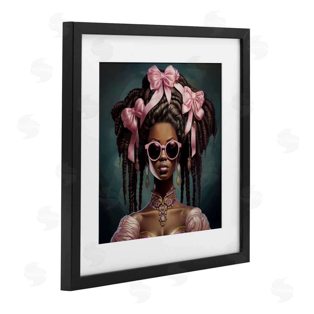 Grotto Studios Rococo Woman With Bows Black Framed Print Under Glass Wall Art