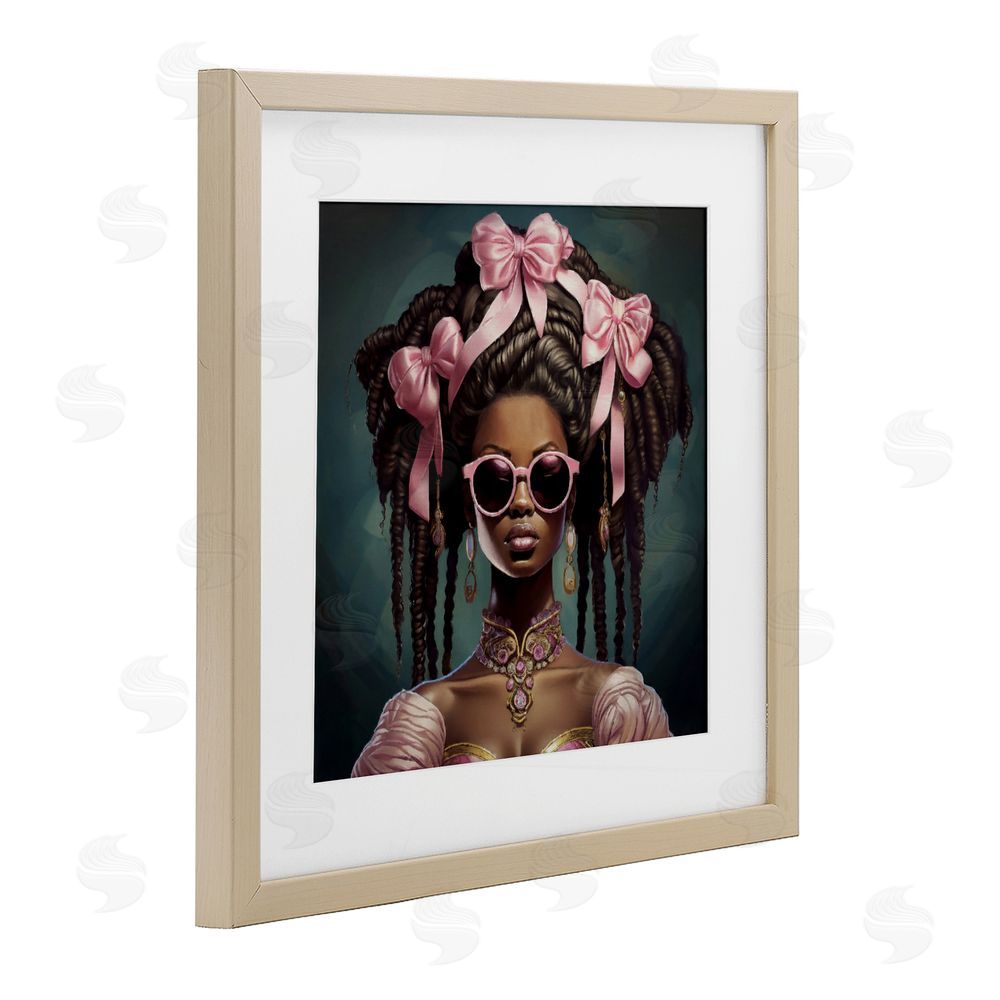 Grotto Studios Rococo Woman With Bows Birch Framed Print Under Glass Wall Art