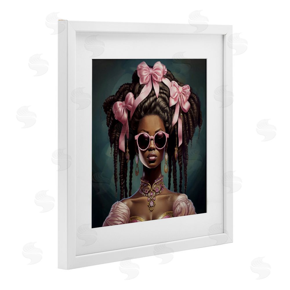 Grotto Studios Rococo Woman With Bows White Framed Print Under Glass Wall Art