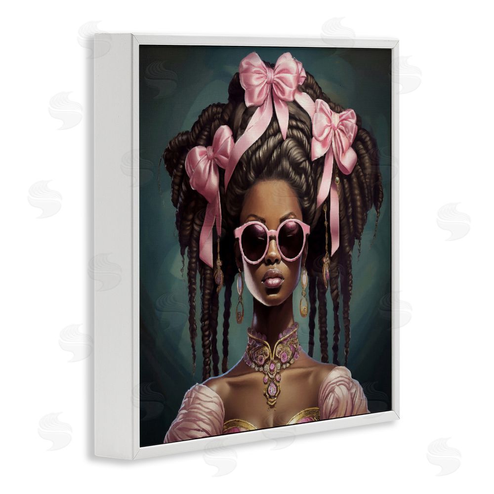 Grotto Studios Rococo Woman With Bows White Framed Giclee Wall Art Print