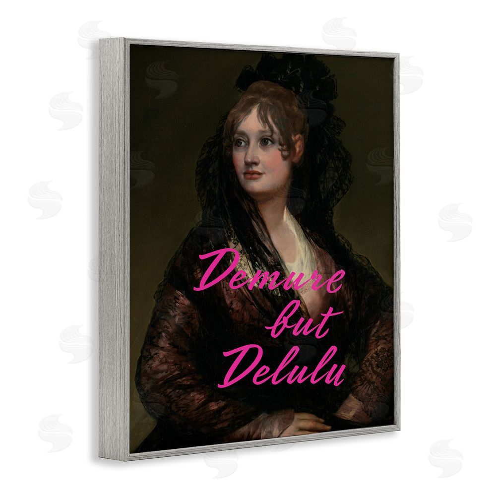 Grotto Studios Iconic Demure But Delulu Gray Framed Giclee Wall Art Print