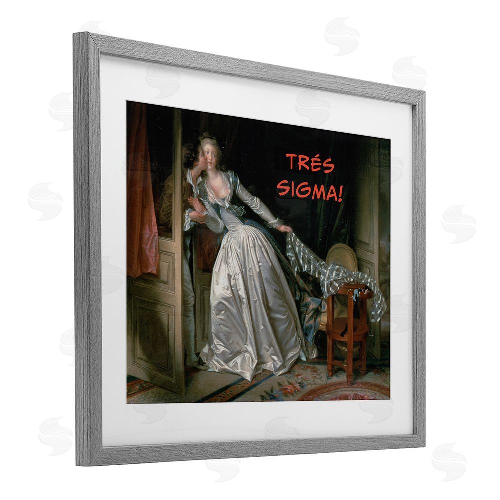 Grotto Studios Iconic Tres Sigma Gray Framed Print Under Glass Wall Art