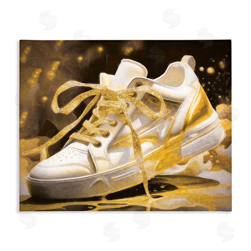 Grotto Studios Splashy Gold Sneaker Stretched Canvas Wall Art Print