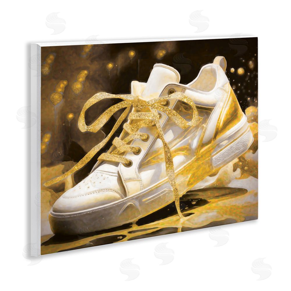 Grotto Studios Splashy Gold Sneaker Wall Plaque Art Print