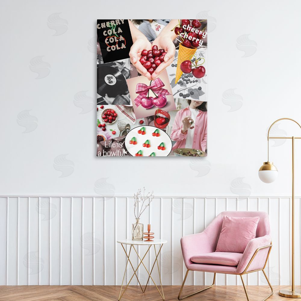 Grotto Studios Retro Cherry Mood Board Stretched Canvas Wall Art in Room