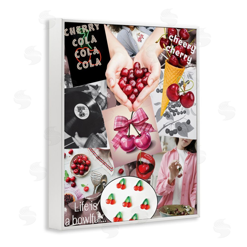 Grotto Studios Retro Cherry Mood Board White Framed Giclee Wall Art Print