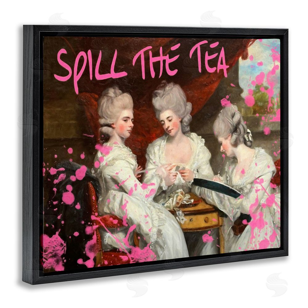 Grotto Studios Spill The Tea Iconic Ladies Black Floating Frame Canvas Wall Art Print