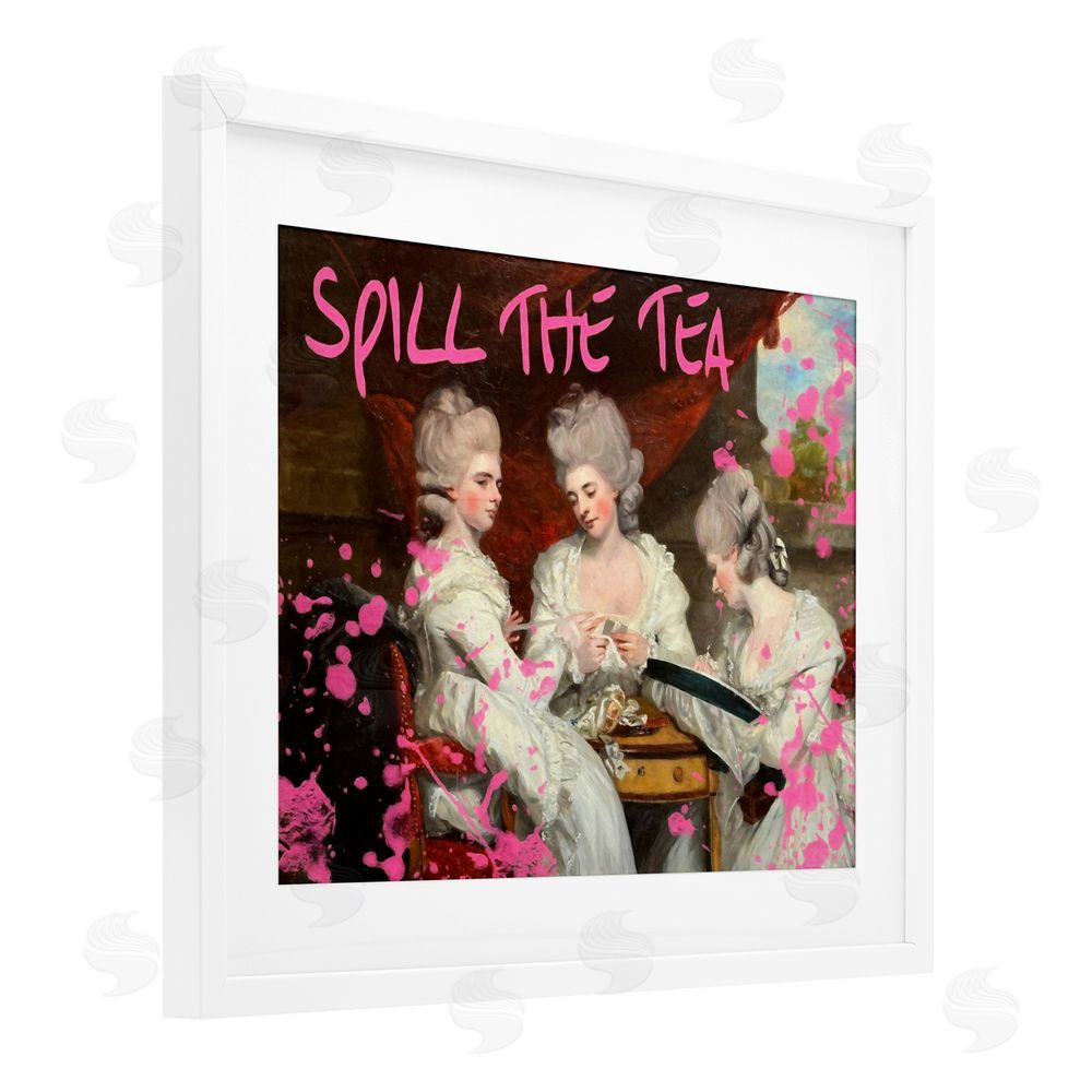 Grotto Studios Spill The Tea Iconic Ladies White Framed Print Under Glass Wall Art