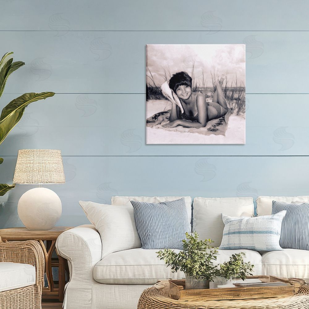Grotto Studios Vintage Summer Girl with Conch Stretched Canvas Wall Art in Room