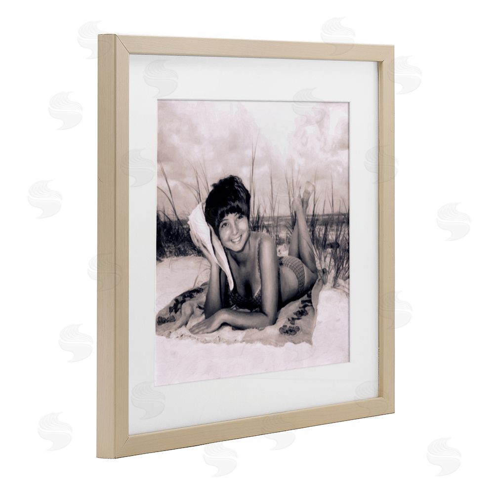 Grotto Studios Vintage Summer Girl with Conch Birch Framed Print Under Glass Wall Art