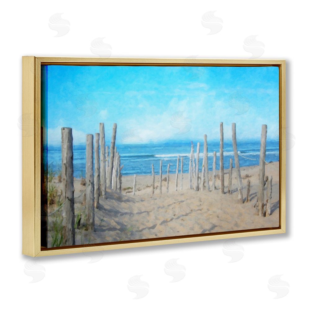 Grotto Studios National Seashore Vista Gold Floating Frame Canvas Wall Art Print