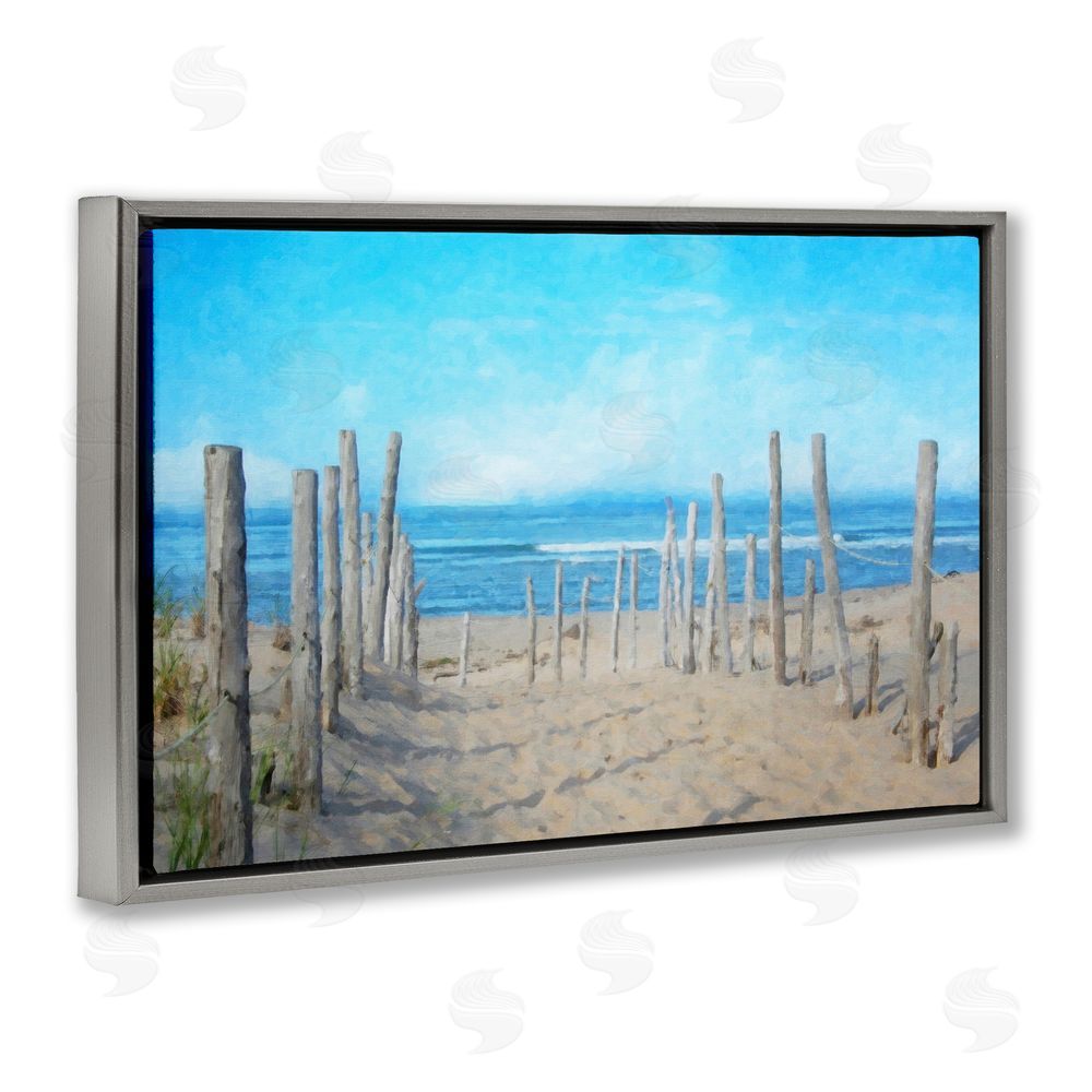 Grotto Studios National Seashore Vista Gray Floating Frame Canvas Wall Art Print
