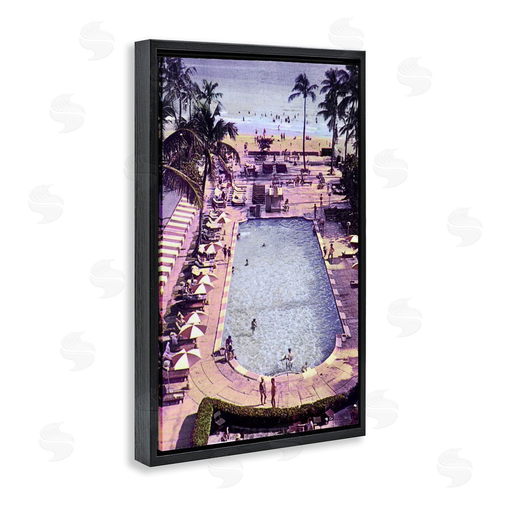 Grotto Studios Vintage Miami Sands Black Floating Frame Canvas Wall Art Print