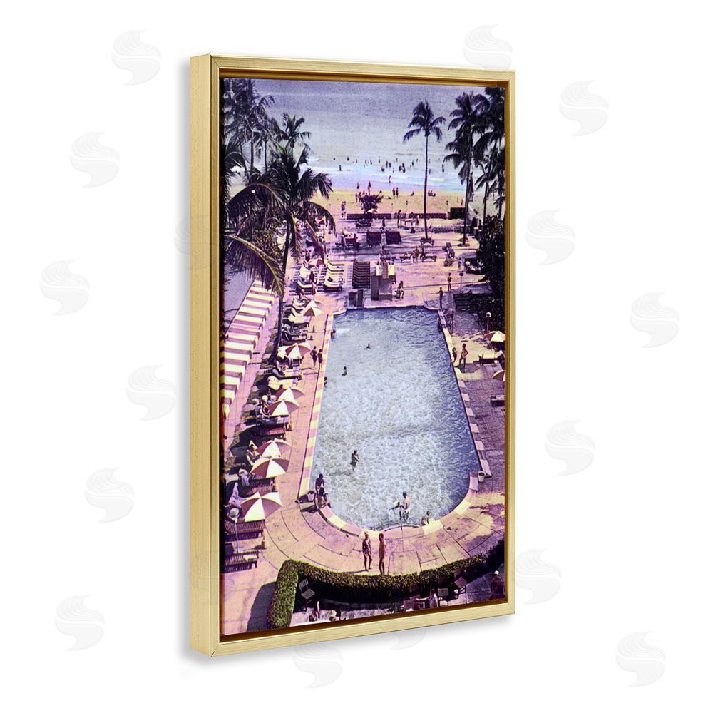 Grotto Studios Vintage Miami Sands Gold Floating Frame Canvas Wall Art Print