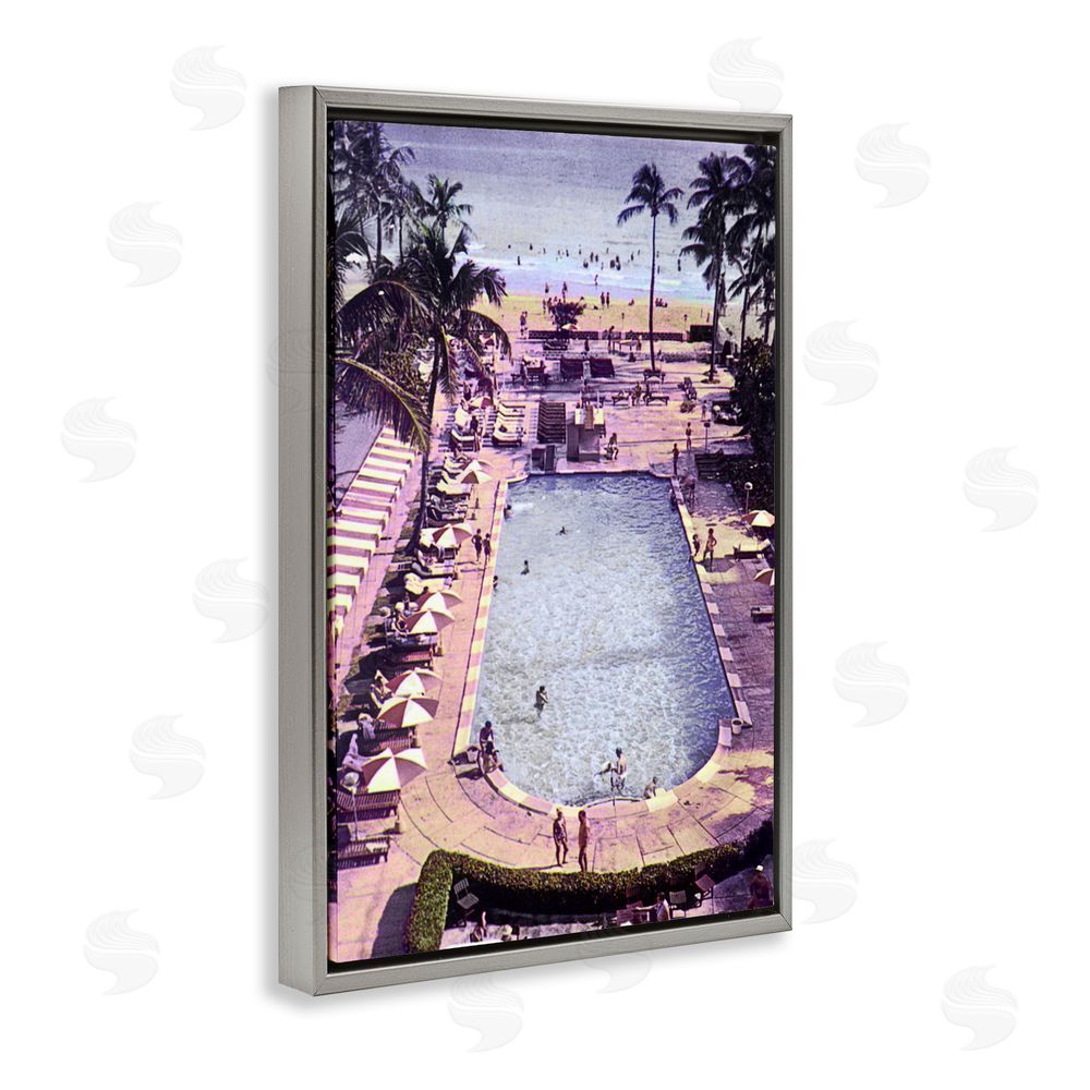 Grotto Studios Vintage Miami Sands Gray Floating Frame Canvas Wall Art Print