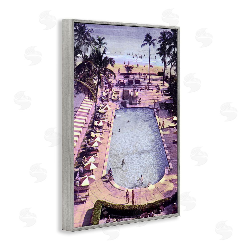 Grotto Studios Vintage Miami Sands Gray Framed Giclee Wall Art Print
